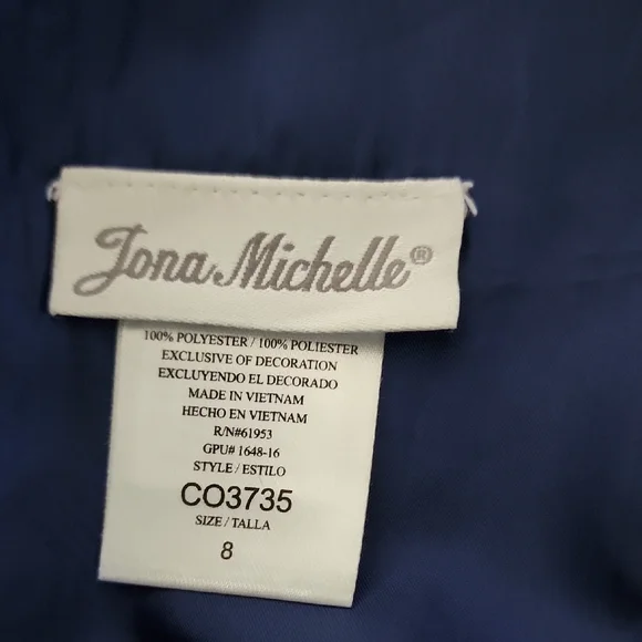 Jona Michelle Navy and White Plaid Kids Dress - Picture 3 of 4